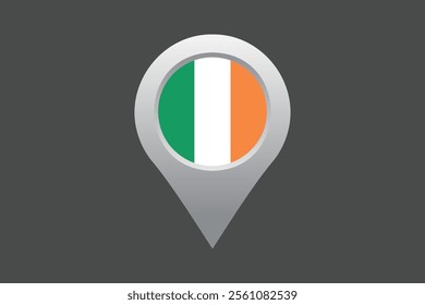 Ireland flag with location sign, Flag of Ireland national country symbol illustration Vector, Rectangle Ireland flag illustration, Flat vector illustration
