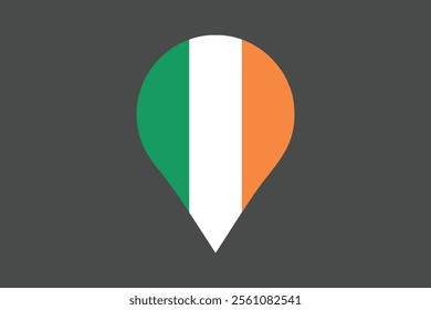 Ireland flag with location sign, Flag of Ireland national country symbol illustration Vector, Rectangle Ireland flag illustration, Flat vector illustration
