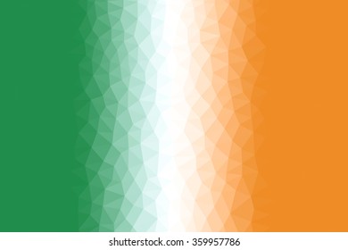 Ireland flag low poly triangular abstract background.