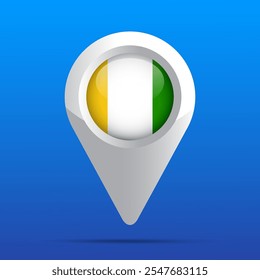 Ireland Flag Map Icon. Glossy icon. 3D. Vector Illustration.