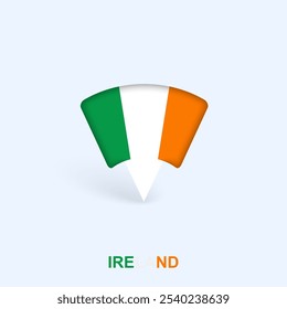 Ireland Flag Map Pointer Design with Shadow. Vector illustrator.