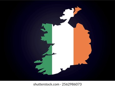 Ireland flag and map vector.