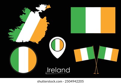  Ilustración vectorial de Mapa de Bandera de Irlanda
