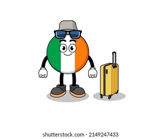 ireland flag mascot doing vacation , character design