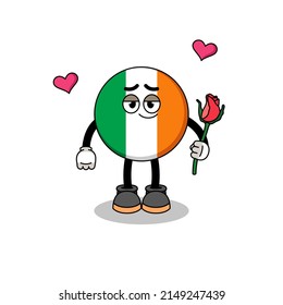 ireland flag mascot falling in love , character design