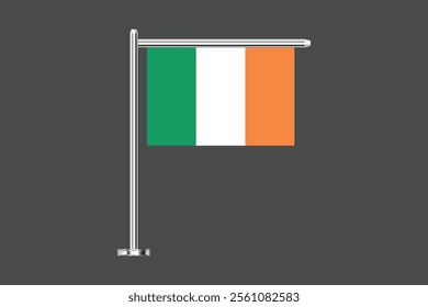 Ireland flag, The flag of Ireland, Flag of Ireland national country symbol illustration Vector, Rectangle Ireland flag illustration, Flat vector illustration
