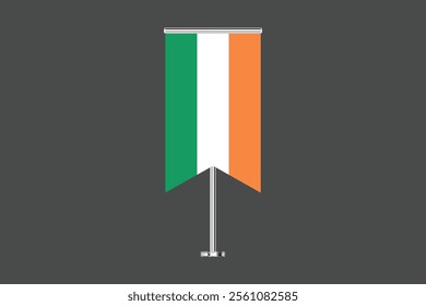 Ireland flag, The flag of Ireland, Flag of Ireland national country symbol illustration Vector, Rectangle Ireland flag illustration, Flat vector illustration
