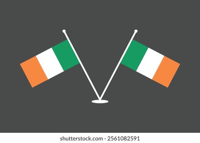 Ireland flag, The flag of Ireland, Flag of Ireland national country symbol illustration Vector, Rectangle Ireland flag illustration, Flat vector illustration
