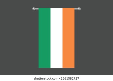 Ireland flag, The flag of Ireland, Flag of Ireland national country symbol illustration Vector, Rectangle Ireland flag illustration, Flat vector illustration
