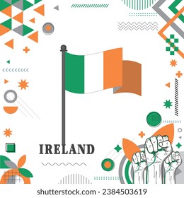 IRELAND Flag national day design Abstract geometric decoration vector illustration