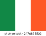 Ireland flag, official colors and proportion correctly. National Ireland flag. Vector illustration.