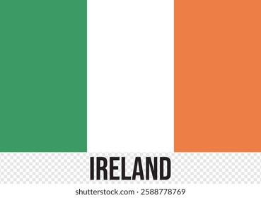 Ireland flag, official colors and proportion correctly. National Ireland flag. Vector illustration. Official National Ireland flag background