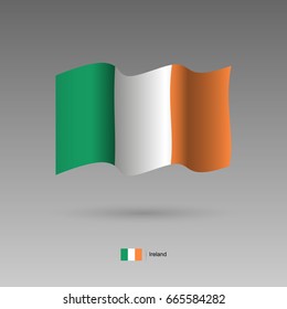 Ireland flag. Official colors and proportion correctly. High detailed vector illustration. 3d and isometry. EPS10