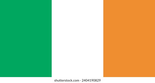 Ireland flag. The official ratio. Flag icon. Standard color. Standard size. A rectangular flag. Computer illustration. Digital illustration. Vector illustration.