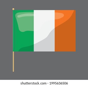 Ireland flag. Flag on a gray background. Art style.