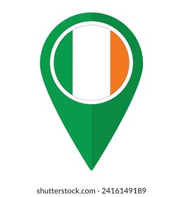 Ilustración de Irlanda en el icono de mapa de puntos de referencia aislado. Bandera de Irlanda