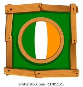 Irische Flagge auf quadratischer Rahmengrafik