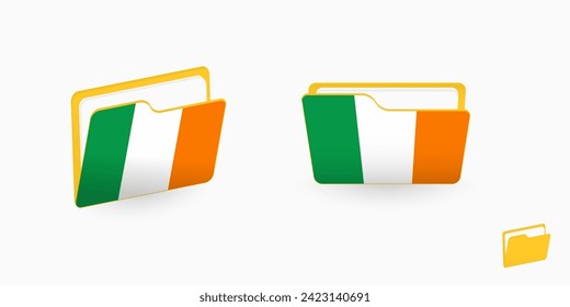 Ireland flag on two type of folder icon. Vector illustration.