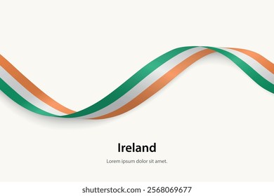 Ireland flag on Waving ribbon. Template for independence day