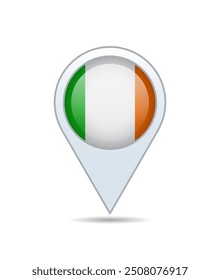 Ireland - flag pin for map. Vector illustration.