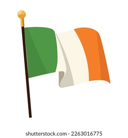 ireland flag in pole waving
