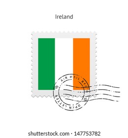 Ireland Flag Postage Stamp on white background. Vector illustration.