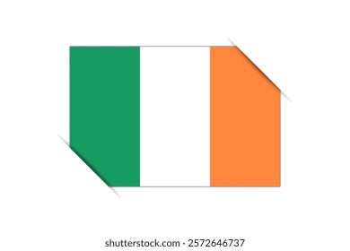 Ireland flag - rectangle colorful flag representing a country cultural identity and heritage. The essence of national pride and unity. Attached by the corners in a paper album