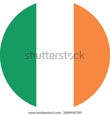 Ireland flag round circle shape, transparent PNG	