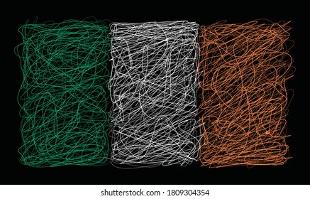 Ireland Flag in scribble and chaotic sketch.vector illustration,Eps10.