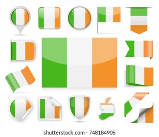 Ireland Flag Set - Vector Illustration