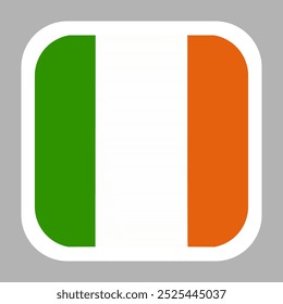 Ireland flag square flat vector with rounded corners and white border, vector illustration