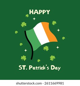 Ireland flag st Patrick day greeting card design 