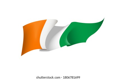 Ireland flag state symbol isolated on background national banner. Greeting card National Independence Day of the Republic of Ireland. Illustration banner with realistic state flag.