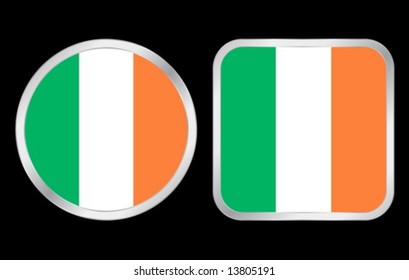 Ireland flag - two icon on black background. Vector illustration.