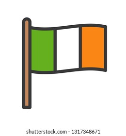 Ireland flag vector, Feast of Saint Patrick filled style icon editable outline