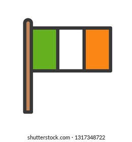 Ireland flag vector, Feast of Saint Patrick filled style icon editable outline