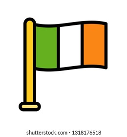 Ireland flag vector, Feast of Saint Patrick filled style icon editable outline