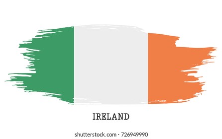 Ireland flag vector grunge paint stroke  