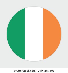 Ireland flag vector icon design. Ireland circle flag. Round of Ireland flag.
