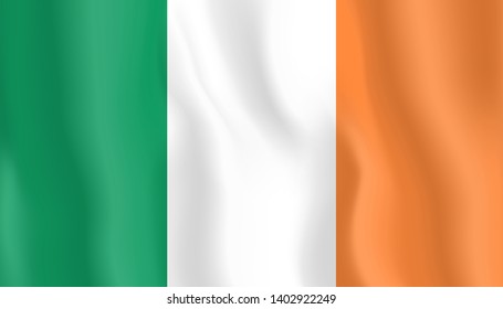 Ireland flag vector icon. Waving flag.
