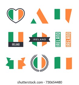 Ireland flag vector icons and logo design elements with the Irish flag