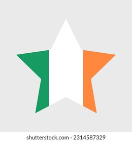 Iconos vectoriales de la bandera de Irlanda enmarcados en forma de corazón, estrella, círculo y mapa. Ilustración de la bandera irlandesa en diferentes formas geométricas.