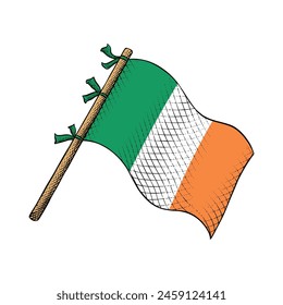 Ilustración vectorial de la bandera de Irlanda dibujada en la técnica de grabado