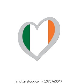 Ireland flag vector inside of heart symbol