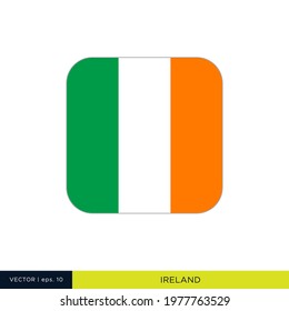 Ireland Flag Vector Stock Illustration Design Template. Rounded Square Shape.
