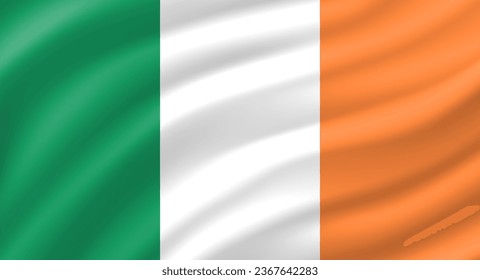 
Ireland flag waving. Background. Vector