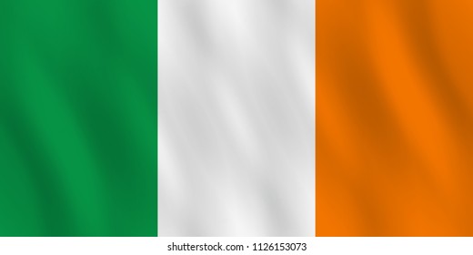 Ireland flag with waving effect, official proportion.