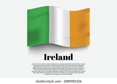 Irland Fahne schwänzt auf grauem Hintergrund. Vektorgrafik.