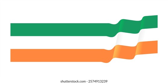 Ireland flag waving style. National flag. Banner and border design element. 