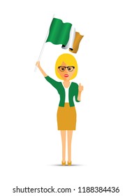 Ireland flag waving woman